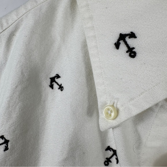 Ralph Lauren Embroidered Anchors Oxford White Button Down Shirt | Medium - Picture 4 of 9